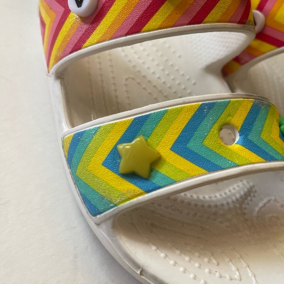 RARE Limited edition crocs vibes festival charm slides white multicolor Sz 8 - Picture 3 of 12